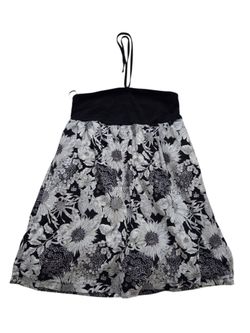 Liberty of London black/white floral lined halter dress, L. EUC.