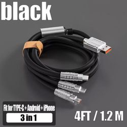 Multi Charging Cable 120w 60A 3 in 1 Fast Charging