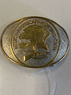 Belt Buckle -N.A. Hunting Club -Solid Brass w/ 24k Gold Plate