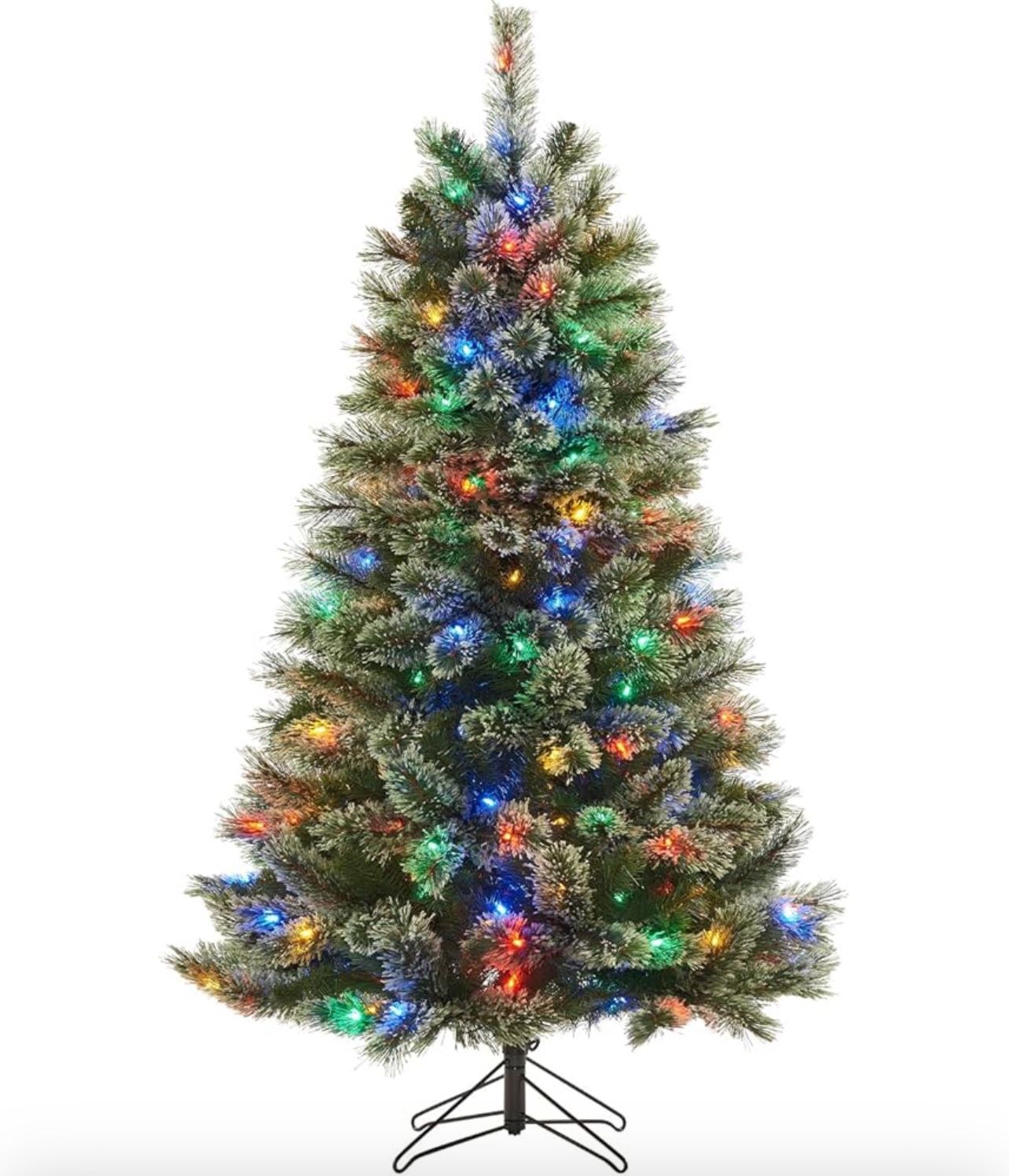 Honeywell 5 ft Pre-Lit LED Christmas Tree, Frances Artificial Xmas Tree with 200 Color Changing Lights, 500 PVC Tips, Tree Top Connector, Entire Tree