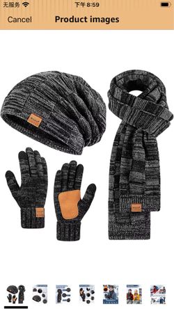 Winuesy Knit Beanie, Scarf & Gloves Set