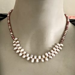 Antique Genuine Pink Pearl Necklace 925 Sterling Silver Clasps 16 inch  It is in Excellent Condition is Used 
