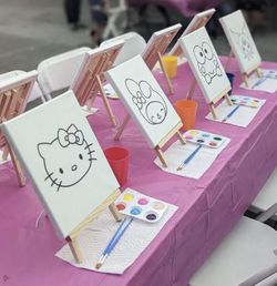 Kids Party Paint & Sip Setup