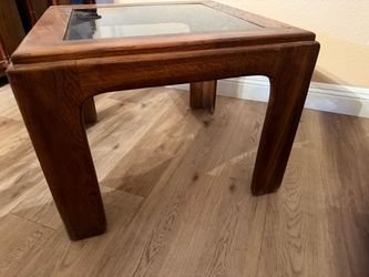 Oak and glass side table