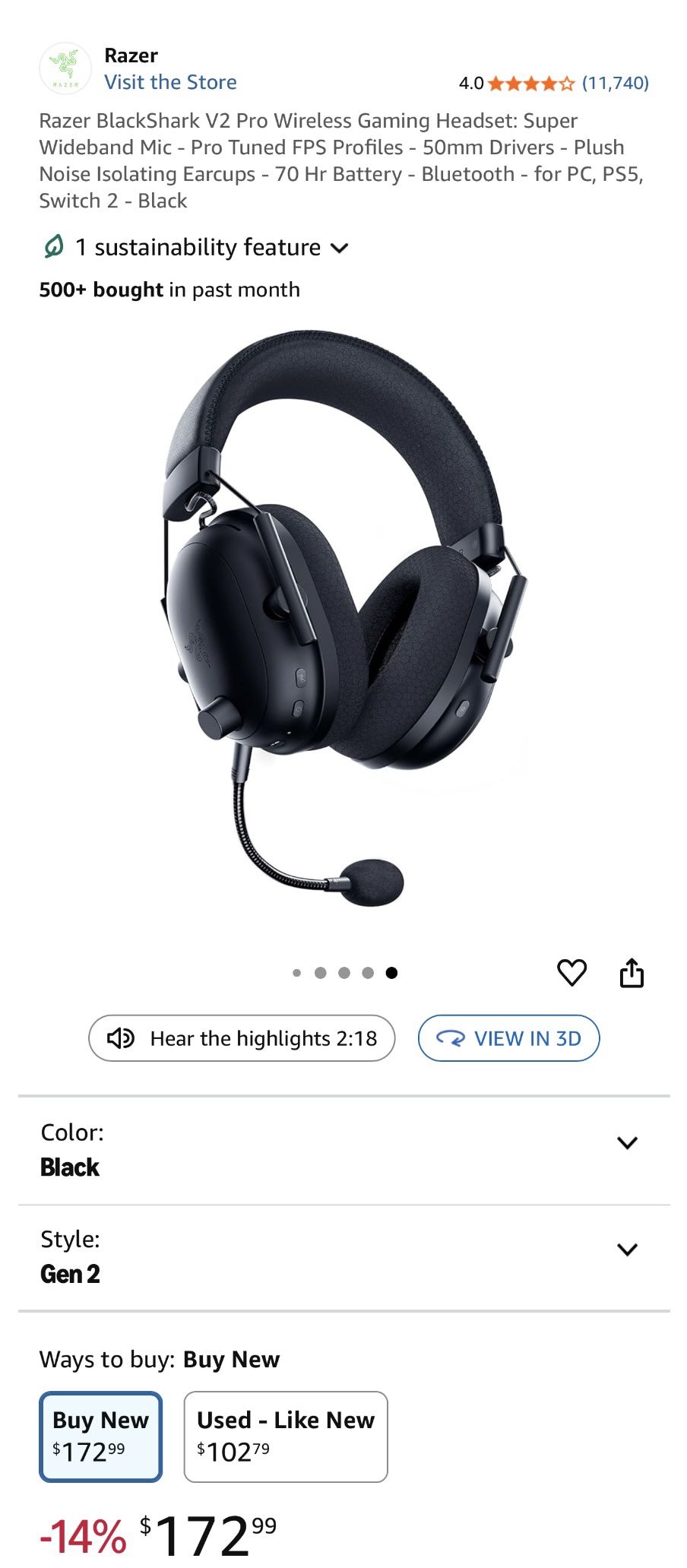 🎧 Razer BlackShark V2 Pro Wireless Gaming Headset