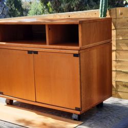 beautiful vintage Danish TEAK TV STAND with swivel top and lots of storage And More 