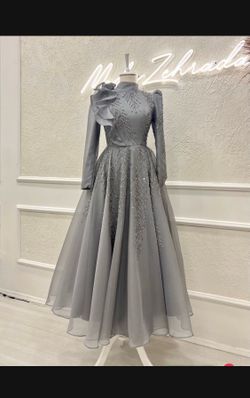 New Silver Dress Long Sleeve Size 7