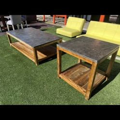 Living room center and end table granite top with wood
