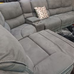 *Year End Sale Event!!!*---Stunning Alejandra Gray Microfiber Reclining Sectional Sofa---Delivery/$10 Down Financing🤭