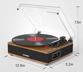 Vinyl Record Player Bluetooth Turntable with Built in Stereo Speakers (broke  cover see pic)