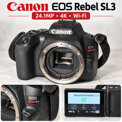 Canon EOS Rebel SL3 DSLR Camera Body – 24.1MP, 4K, Wi‑Fi