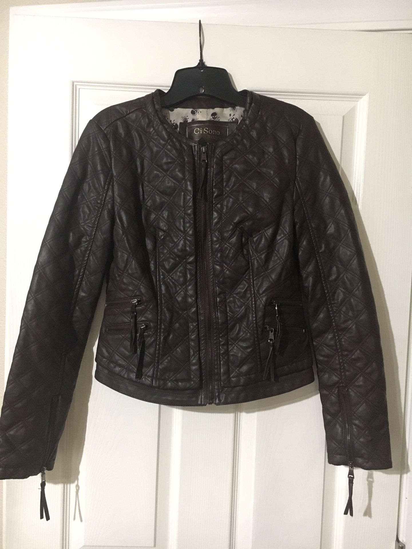 Ci Sono by Cavalini Brown Faux Leather Jacket