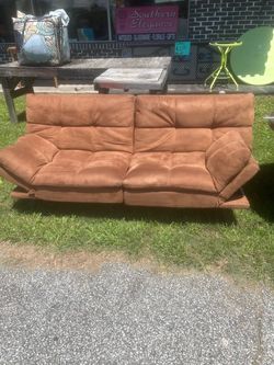 Convertible Suede Futon Sofa / Daybed – Adjustable Armrests