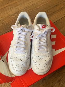 1-Pair Of Men’s Nike Court Legacy White And Red Sneakers Size 7.5