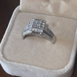 1 Karat Engagement Ring White Gold Size 9 