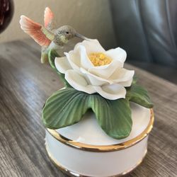 Porcelain Hummingbird Music Box