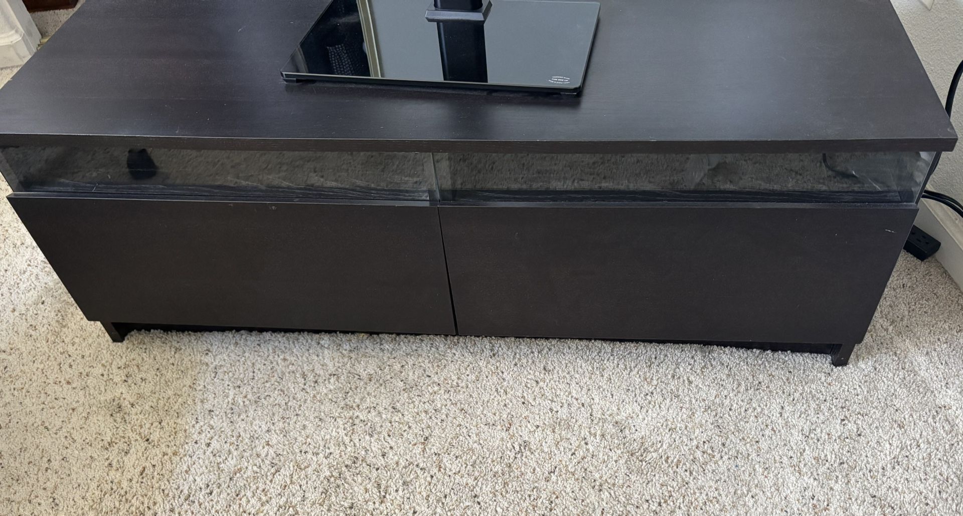 IKEA BENNO TV Stand – Black/Brown with Glass Front Drawers