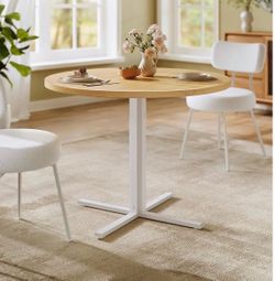 Small Round Farmhouse Dining Table for 4 People