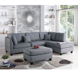 Gorgeous Gray Colored 3 Piece Sectional Set