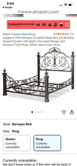 Leggett & Platt Baroque Metal King Bed Frame