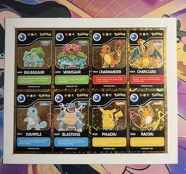 Pokemon Uncut Sheet Gold Heart Holo Pokedex Black Kanto Starters