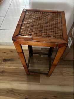 Bamboo side table 28" tall x 12.25" square wide