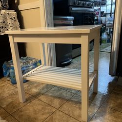 White Solid Wood Side Table 