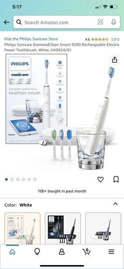 Philips Sonicare DiamondClean Smart 9500 Rechargeable Electric Power Toothbrush, White, HX9924/01