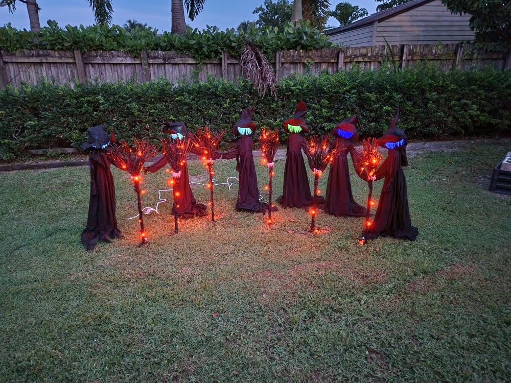 Set of 6 led 45"T Witches with Brooms 36"T (sold together only) all