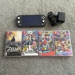 Nintendo Switch Lite Bundle Gray Console And Games

