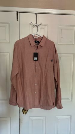Men Shirt  Long Sleeve Light Pink Size XL