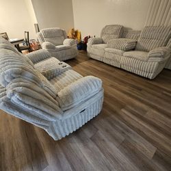 Brand New 3 Pcs Oversize Recliners Light Grey $1599