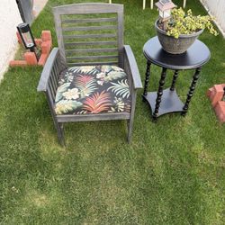 wooden patio chair and table