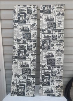 Wooden panels wrapped with vintage style prints (set 2) $35