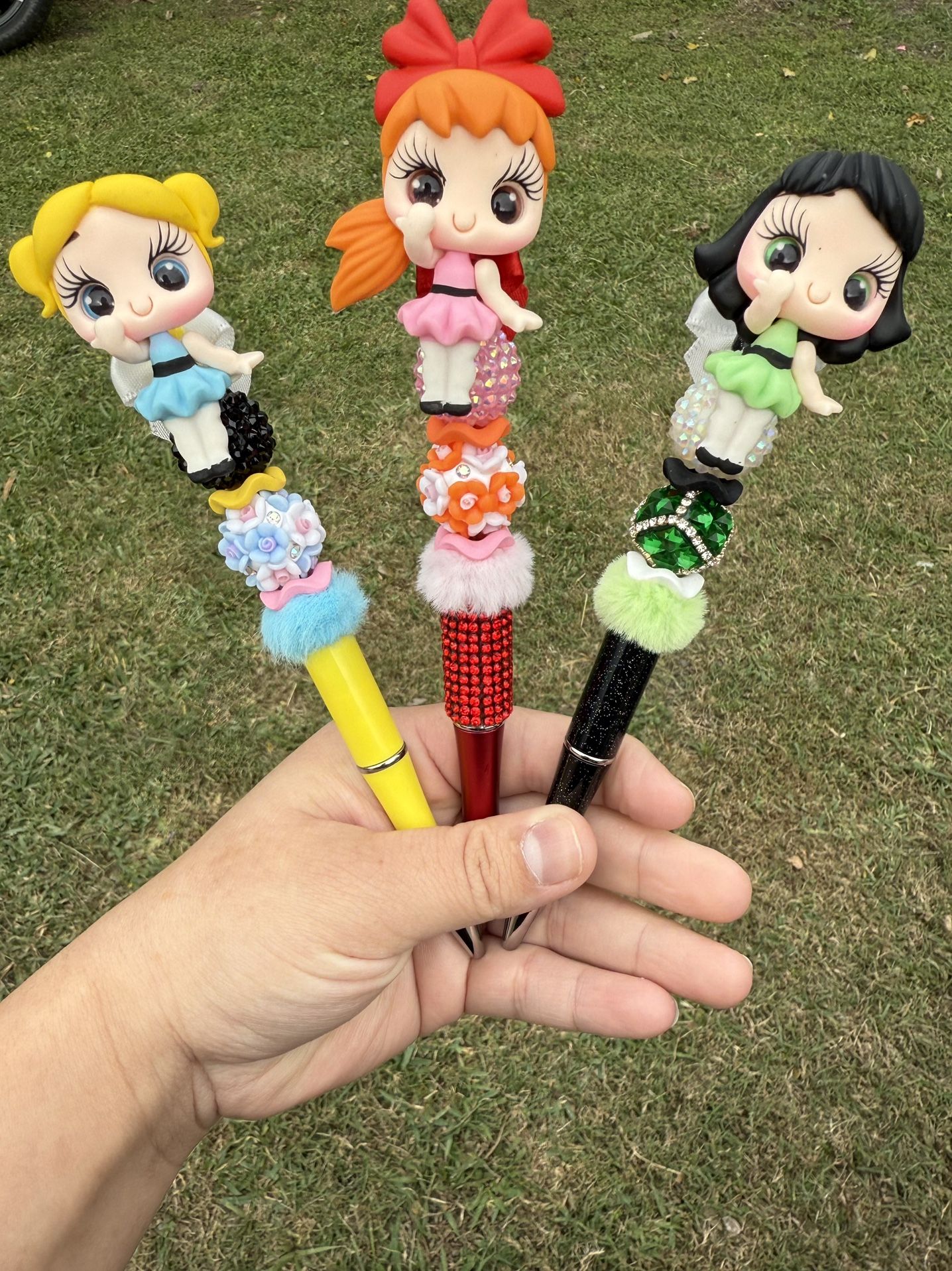 Power Puff Girls, Beaded Pen, Polymer Clay