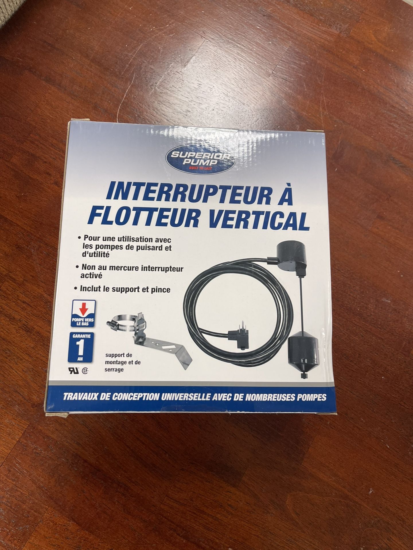 New In Box Superior Pump 92010 Vertical Float Switch , Black