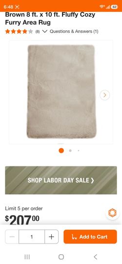 Brown 8x10 Fluffy Cozy Furry Area Rug