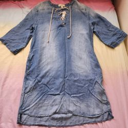 Cloth & Stone Blue Denim Chambray Shirt Dress w Pockets (Size S)