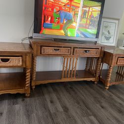 Wooden Tv Table And End Tables Set For Living Room