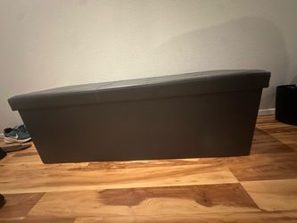 Gray Faux Leather Storage Ottoman Bench