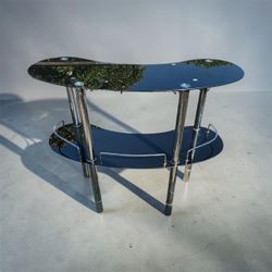 Two-Tier Smoked Glass Chrome Bar Cart Table