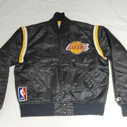 Vintage NBA Lakers Starter Satin Jacket Signed JAMES WORTHY 