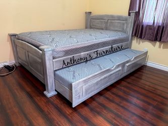New Full Bed With Trundle And Mattress 