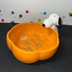 Rae Dunn Peanuts Snoopy Pet Bowl NEW