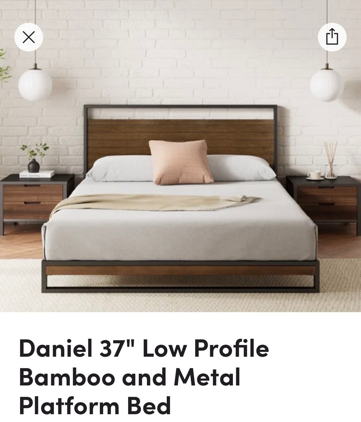 Bamboo and Metal Bed Frame 