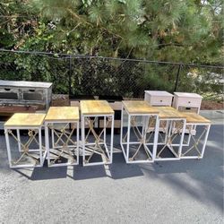 Brand New Mango Wood And Jute 3 PC Set