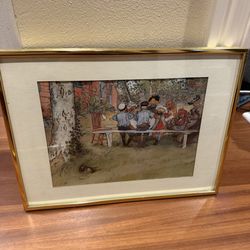 Carl Larsson Framed Print Swedish Children Scene 16” x 12.5”