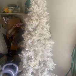 White Christmas Tree With White Lights On It