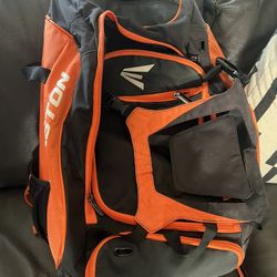 Easton Orange/black Baseball Bag With Helmet Holder 