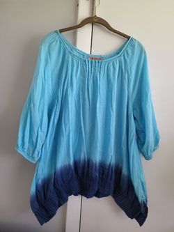 100% Cotton Blouse with Scoop Neck Line